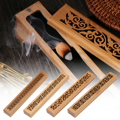 1PC rétro naturel en bois sculpture fleur encens encensoir joss-stick inséré support cendres receveur aromathérapie décor à la maison artisanat ► Photo 1/6