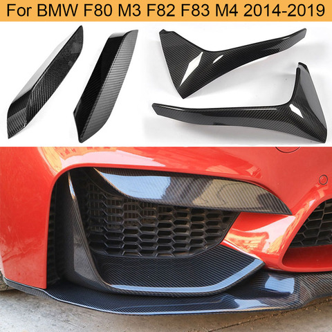 Séparateur de pare-choc avant pour voiture en Fiber de carbone, protection anti-brouillard, BMW F80 M3 berline 4D F82 F83 M4 coupé 2D 2014-2022, revêtement d'habillage ► Photo 1/6