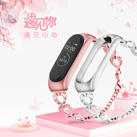 Bracelet diamant pour Xiao miband 5 et 3 et 4 acier inoxydable métal Xiomi bande Xaiomi Xiami Xaomi xaiomie sangle ► Photo 1/6