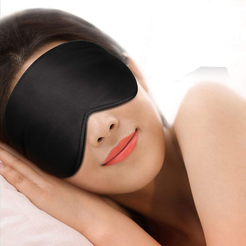 Masque de sommeil Ultra doux, tissu en soie naturelle Pure, protection oculaire remplie de coton naturel, avec sangle réglable ► Photo 1/6