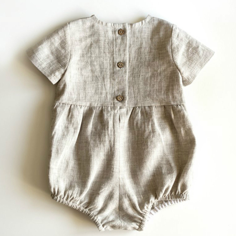 Barboteuse en coton à manches courtes pour bébés garçons et filles, combinaison d'été en coton et lin de Style coréen ► Photo 1/6