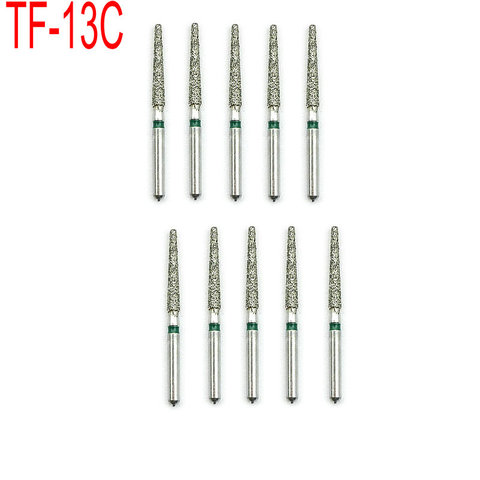 10 pièces/boîte dentaire diamant fraises perceuse pour haute vitesse pièce à main poignée diamètre 1.6mm dentiste outils dentisterie matériel TF-13C ► Photo 1/6