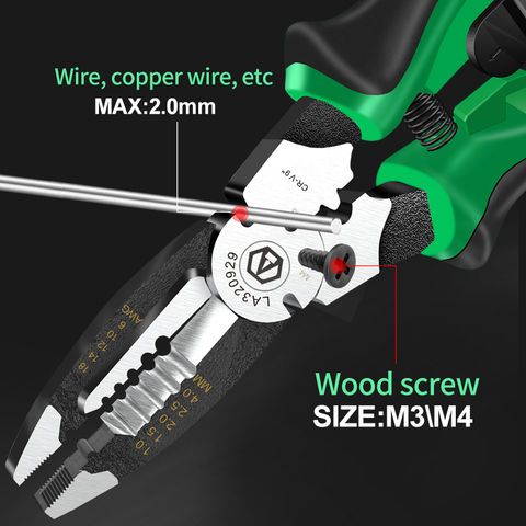 LAOA pince à dénuder 9 pouces coupe-câble 1-4mm² décapage vis à bois M3 M4 coupe d'ongle sertissage électricien outils à main ► Photo 1/6