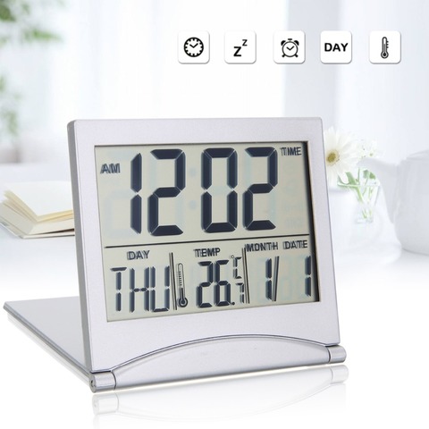 Mini réveil numérique LCD pliable, pour Table, Station météo, pour voyage température ► Photo 1/6