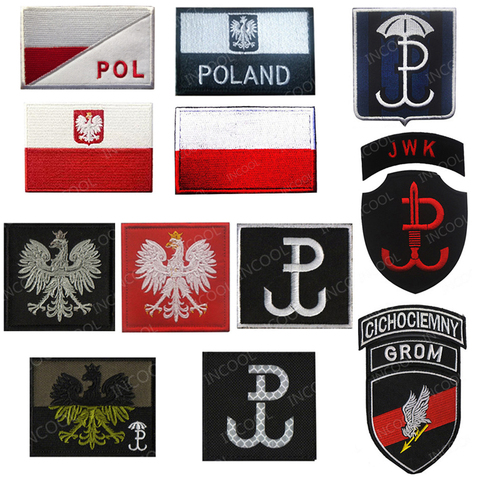 Patch brodé drapeau de la pologne, Badges brodés appliqués, militaire, emblème tactique, Force spéciale aigle ► Photo 1/6