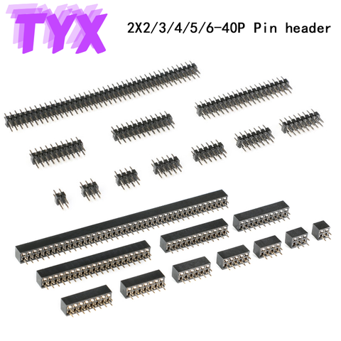 Tête simple mâle et femelle, 20 pièces 10 paires, 2.54mm 2.0mm 2*2/3/4/5/6/7/8/10/12/20/40P PCB JST – carte de connecteur ► Photo 1/4