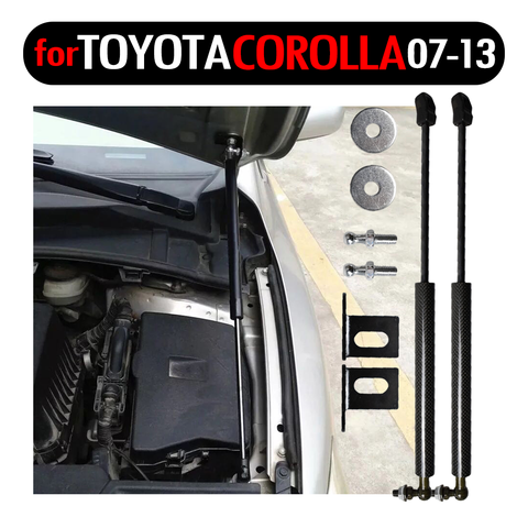 Amortisseurs de capot avant en Fiber de carbone, Support de levage à gaz pour Toyota Corolla 2007 – 2013 ► Photo 1/6