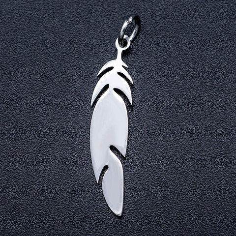 Pendentif en acier inoxydable, 316L, breloque Boho, plume, à faire soi-même, fabrication de bijoux de qualité AAAAA, vente en gros, 5 pièces/lot ► Photo 1/6