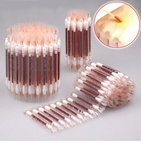 50/100 Pcs jetable médical bâton coton-tige iode désinfection extérieur antibactérien soins pansement premiers soins approvisionnement DMQ001 ► Photo 1/6