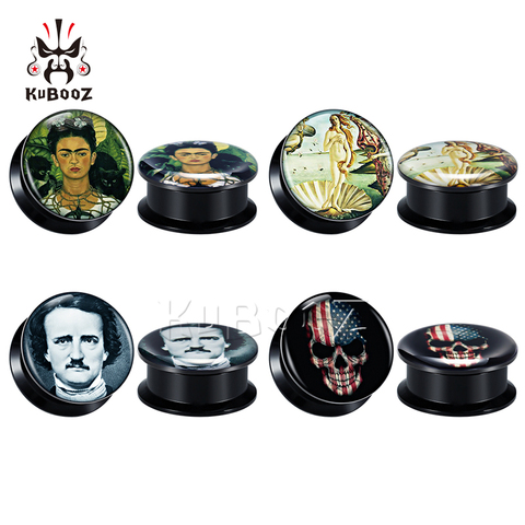 KUBOOZ 2022 nouveauté caractère drapeau National crâne oreille vis Tunnels jauges corps bijoux Piercing boucle d'oreille bouchons civières ► Photo 1/6