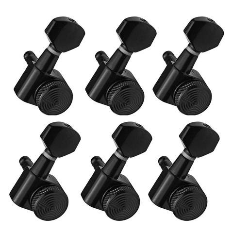 6 pièces guitare String Peg verrouillage accordeurs Tuning chevilles têtes de Machine noir rapport de vitesse pour 6R en ligne pour accessoires de guitares acoustiques ► Photo 1/6