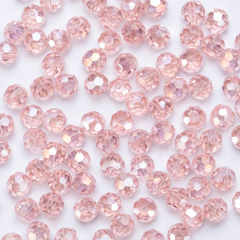 Perles de verre rondes transparentes, en cristal à facettes, pour la fabrication de bijoux, accessoires de collier, vente en gros, 4 6 8 mm ► Photo 1/6