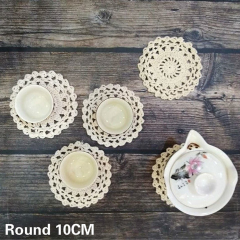 Set de Table rond Vintage en coton 10CM, tapis de Table fait à la main, tasse à thé, sous-verre à café, décoration de mariage, noël ► Photo 1/5