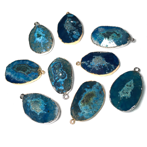 Pendentifs en cristal naturel tendance, goutte d'eau, Agates Dragon bleues, pour la fabrication de bijoux, accessoires de bricolage ► Photo 1/3