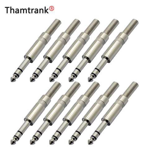 10pcs3 pôles 6.35mm prise mâle stéréo connecteur de fil avec queue à ressort nickelé 3 broches 1/4 pouces prise Microphone Jack ► Photo 1/6