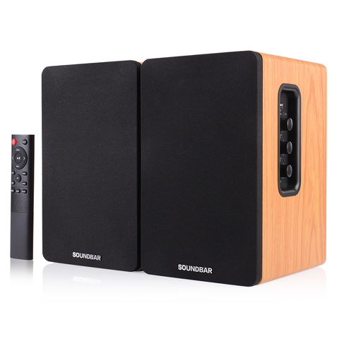 Haut-parleur HiFi avec bibliothèque en bois, 1 paire de 80W, 4.5 pouces, barre de son 2.0 Home cinéma, musique professionnelle pour téléviseur et PC, SR01 ► Photo 1/6