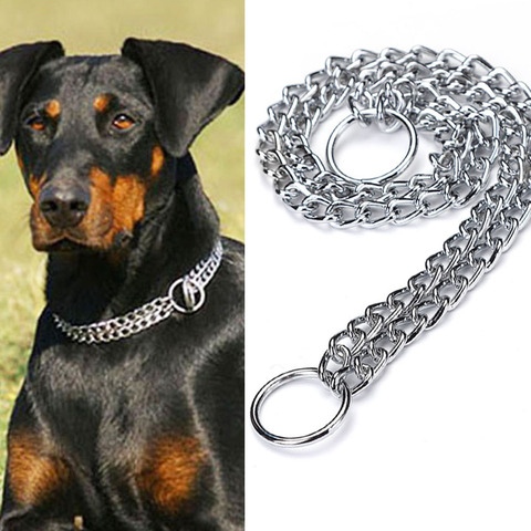 Collier en acier inoxydable à Double chaîne pour chien, pour glisse, ras-cou en métal pour l'entraînement des animaux de compagnie, bouledogue ► Photo 1/6