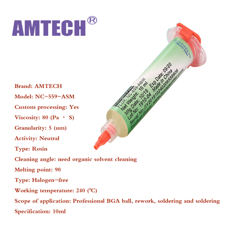 AMTECH – pâte de Flux à souder sans plomb, 100% d'origine, 10lm, pour remballage SMT BGA, outils de réparation de soudage ► Photo 1/6