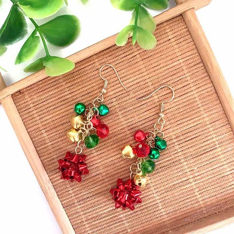 Ensembles de boucles d'oreilles de noël boucle d'oreille goutte de cloche colorée pour les femmes ornements de noël fille bijoux accessoires de fête ► Photo 1/6