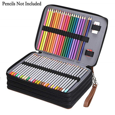 Boîte à crayons en cuir PU, porte-200 fentes, porte-porte-crayon fentes, grande capacité étanche, fournitures artistiques ► Photo 1/6