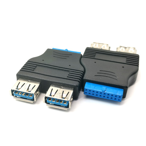 Dual Port USB 3.0 to Motherboard Mainboard Internal 20pin Header Adapter,20-pins to 2 X USB A Female ► Photo 1/1