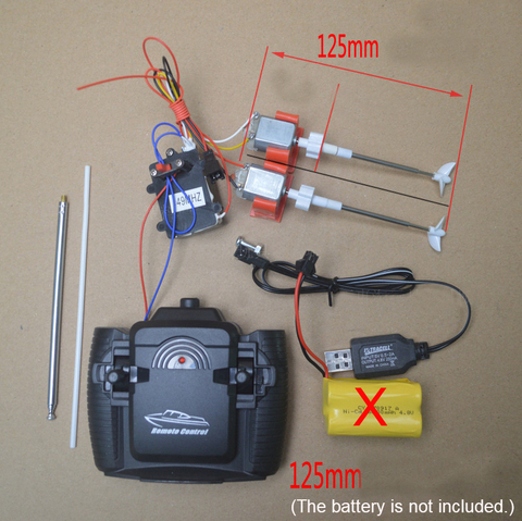 1Set 4ch RC Modèle Bateau Kits Arbre + Bague + Moteur + Hélice + Contrôleur + Récepteur Kit BRICOLAGE Assemblage Sans Fil Fabrication Conduit Ensemble De Pièces ► Photo 1/6