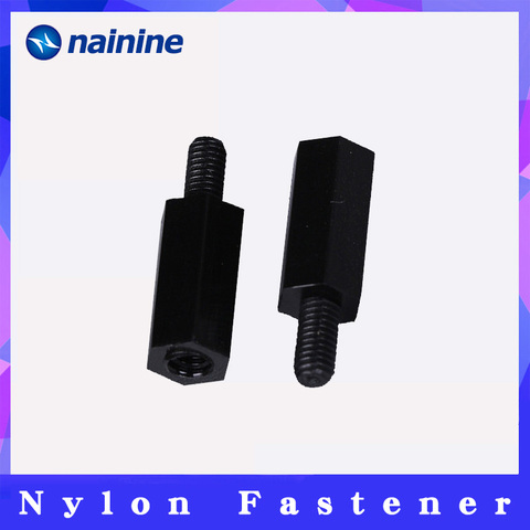 Vis d'espacement à filetage noir, plastique pour carte mère PCB, pilier d'espacement en Nylon fixe NL16 [M2-M4 * L + 6mm] ► Photo 1/3