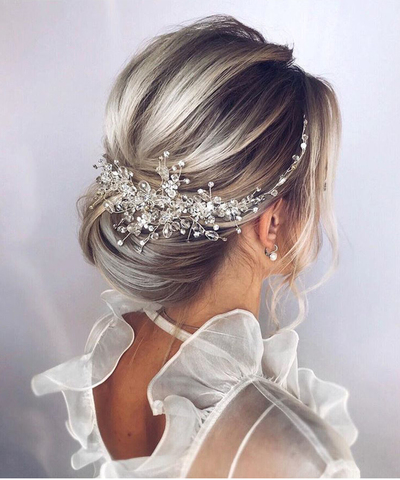 Peigne à cheveux Vintage Rose or argent, accessoires de mariage, couvre-chef de mariée, cristal brillant, pour banquet élégant pour femmes ► Photo 1/6