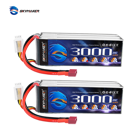 Batterie LiPo 3S 11.1V 3000Mah 25C Max 50C, 2 pièces, pour bateaux RC, Drone, hélicoptère, voiture, avion, batterie UAV SKymaker 3s ► Photo 1/6