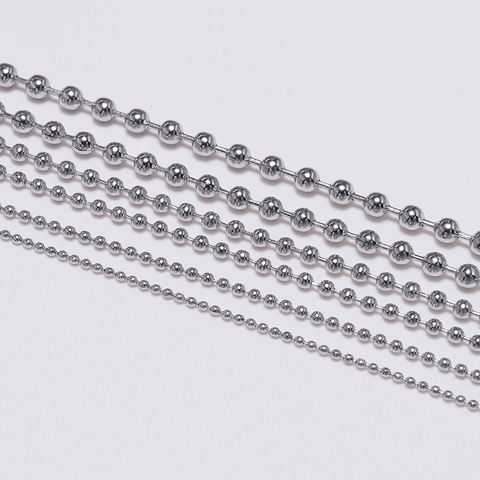 Chaînes de perles en acier inoxydable, pour bricolage, colliers, bijoux, accessoires de fabrication de bijoux, diamètre 1.2, 1.5, 2.0, 2.4, 3.0mm, 5 m/lot ► Photo 1/6