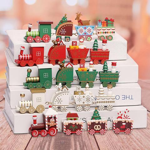 Ornement de Train de noël en bois, décoration pour maison père noël, jouets, décoration de Table artisanale, cadeau pour noël, nouvel an 2022 ► Photo 1/6