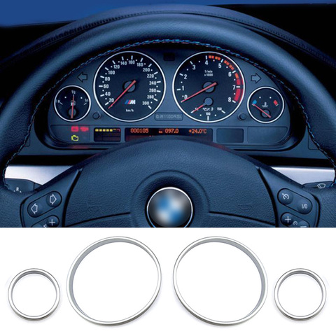 4 pièces accessoires de voiture intérieur décoratif compteur de vitesse jauge Cluster lunette tableau de bord cadran tableau de bord anneau pour BMW E38 E39 E53 X5 M5 ► Photo 1/4