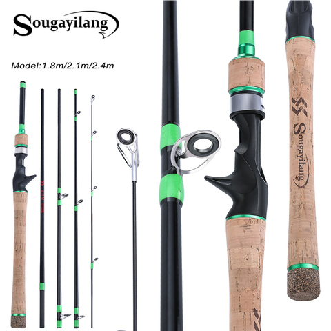 Sougayilang – canne à pêche Baitcasting de 1.8 à 2.4m, accessoire de voyage en Fiber de carbone à 5 sections de qualité supérieure, adapté au leurre ► Photo 1/6