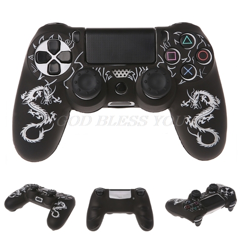 Housse de manette en Silicone Dragons chinois + 2 capuchons de Joystick pour manette PS4 livraison directe ► Photo 1/6