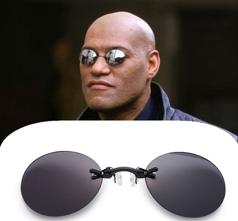 Pince de mode sur le nez lunettes de soleil hommes Vintage Mini lunettes de soleil rondes Hacker Empire Matrix sans monture lunettes de soleil UV400 ► Photo 1/6