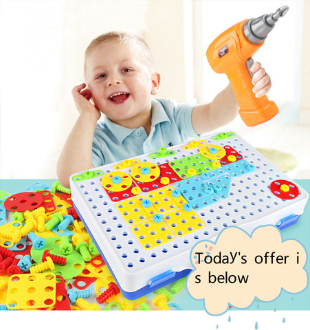 149/193 pièces enfants perceuse jouets enfants apprentissage éducatif jeu cadeaux vis Puzzle assemblé jouets bébé tournevis mosaïque jouet ► Photo 1/6