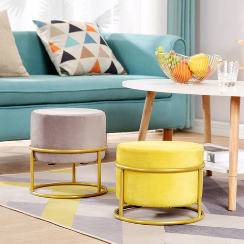 Hauteur réglable! Housse de chaise en flanelle de salon, Pouf de luxe nordique, Pouf rond, couleur unie, avec pédale de canapé ► Photo 1/6