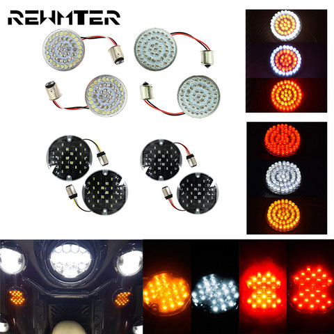 Indicateur de clignotant de moto, feu blanc ambre, rouge, 1156, 1157, Inserts de lumières, 2 pièces pour Harley Dyna Sportster, LED ► Photo 1/6