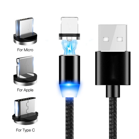 Câble magnétique USB Micro TYPE-C pour recharge rapide, cordon de données pour Iphone, Android, IOS, Xiaomi, Redmi, Samsung ► Photo 1/6