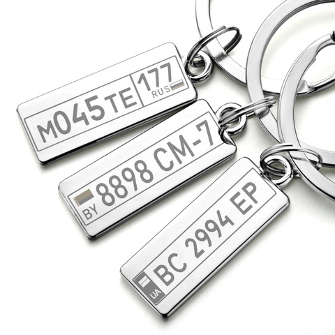 Porte-clés personnalisés plaque d'immatriculation de voiture personnalisée porte-clés breloques pour hommes femmes cadeau Simple Couple amant porte-clés en métal anneau DP009 ► Photo 1/6