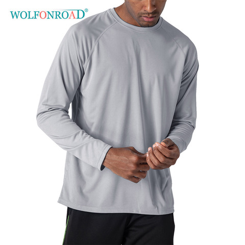 WOLFONROAD-t-shirt à manches longues pour homme, séchage rapide, Protection solaire pour l'extérieur, pour la pêche, la randonnée, l'upf, 50 +, dessus de chemise ► Photo 1/6