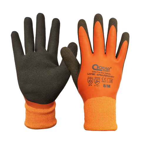 Gants de sécurité de travail thermiques, doublure polaire entièrement chaude à l'intérieur, revêtement en latex de caoutchouc imperméable, paume antidérapante, utilisation en hiver ► Photo 1/6