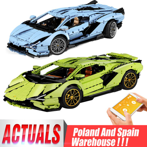 Yeshin – voiture RC 13056 13057 Compatible Lamborghinis sian-fkp 37, blocs de construction, modèle de voiture à moteur, briques, cadeaux de noël pour enfants ► Photo 1/6