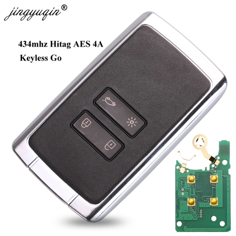 Jingyuqin-clé télécommande intelligente 4BTN, 434mhz, démarrage sans clé Hitag AES 4A pcf7953M, pour voiture Renault Megane 4 Talisman, Kadjar, Espace 5 ► Photo 1/4