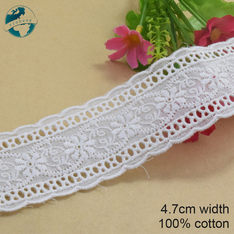 Ruban à coudre en dentelle brodée 4.7 coton, 3yards de large, 100% cm de large, guipure, garniture de mariage, accessoires de bricolage pour poupées, #4056 ► Photo 1/5