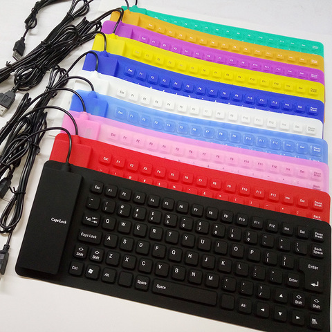 Mini clavier USB Portable, 85 touches, souple et étanche, en Silicone souple, pour tablette, pour ordinateur Portable pliable ► Photo 1/6