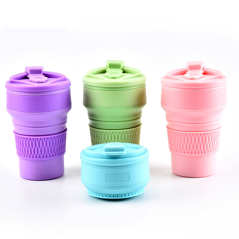 Tasses à café pliables en Silicone, 350ML, tasse à thé Portable pour les voyages ► Photo 1/6