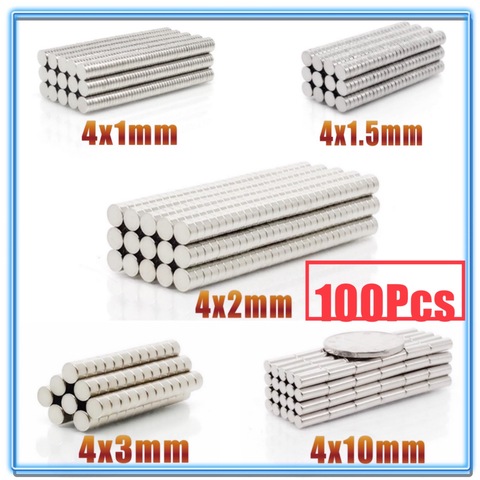 Mini aimants ronds N35 en néodyme Super puissants, 4x1, 4x100, 4x2, 4x3, 4x10mm, lot de 1.5 pièces ► Photo 1/6