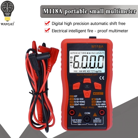 Mini multimètre numérique officiel M118A, testeur automatique Mmultimetro True Rms, compteur de transistor avec données NCV, lampe de poche à 6000 points ► Photo 1/6