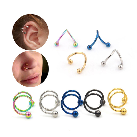 1 pièces médical acier vis balle Piercing S spirale Twister Barbell boucle d'oreille Cartilage oreille Helix lèvre nez anneaux oreille manchette chaîne Pierce ► Photo 1/6